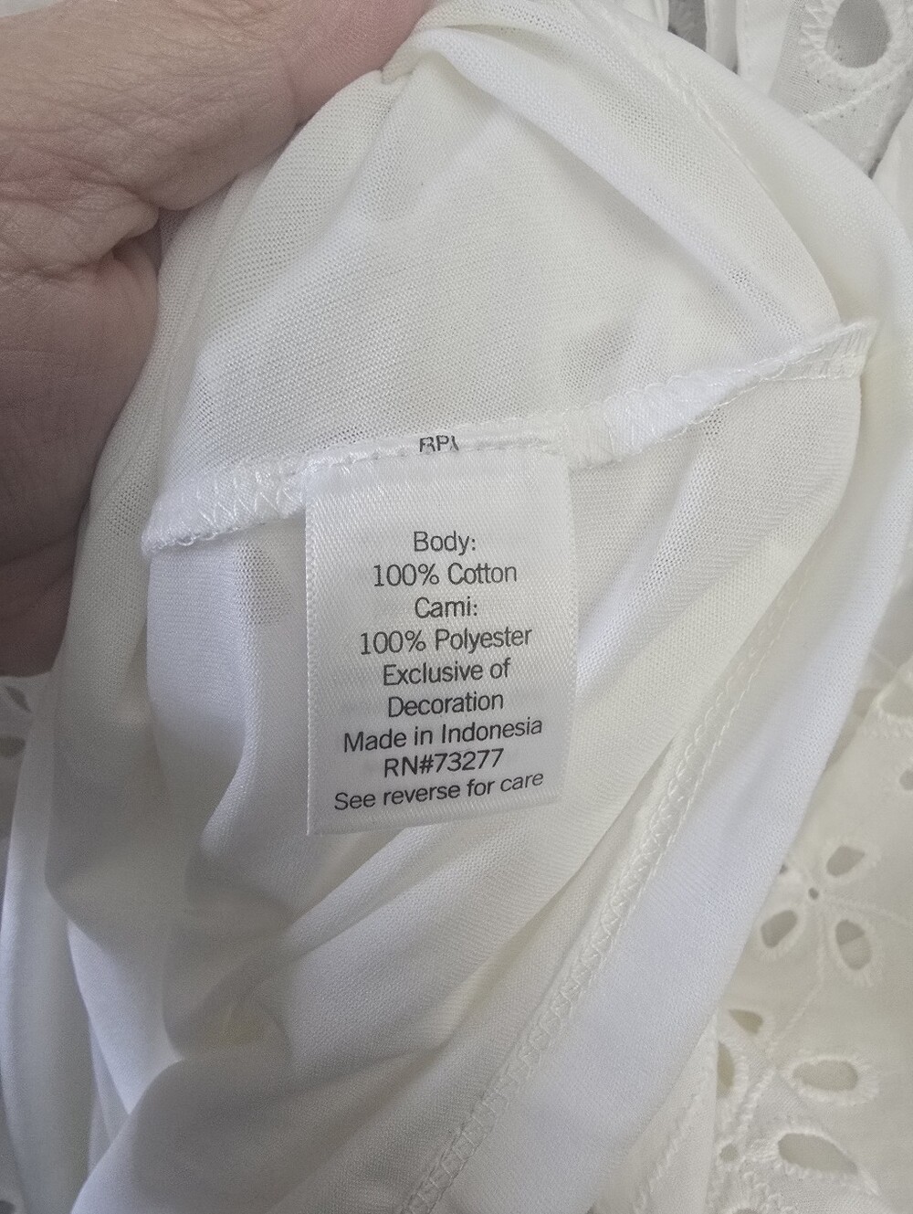 Nine West White Eyelet Button-Front Women's Top With Cami, Size 2X, NWOT - Picture 5 of 5